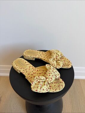 Jeffrey Campbell Yellow Floral Bow Slide Sandals